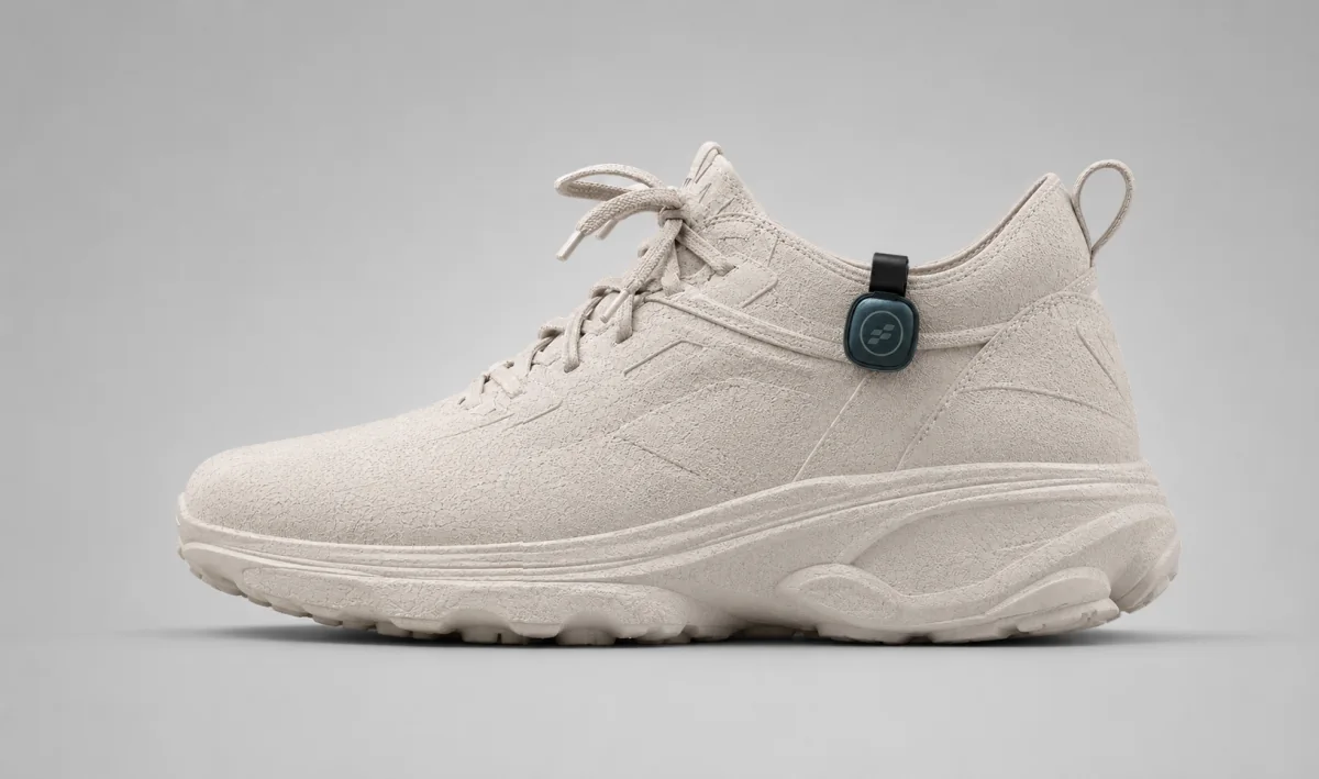 STRIV pod attached to a running shoe