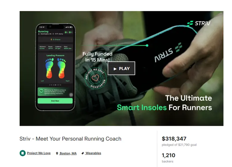 The STRIV campaign, funded in fifteen minutes