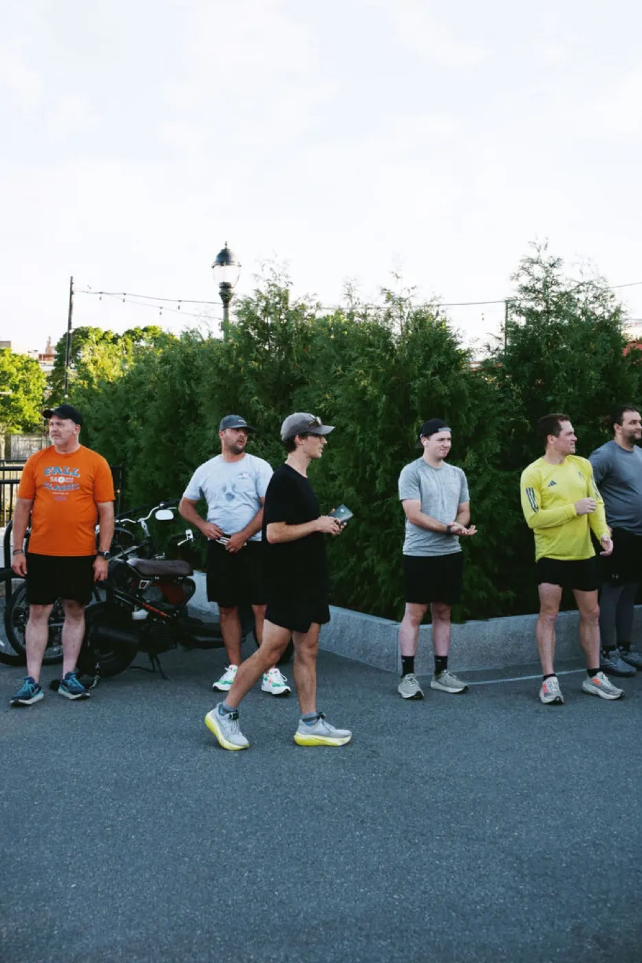 Runners lining up before the start of a community run