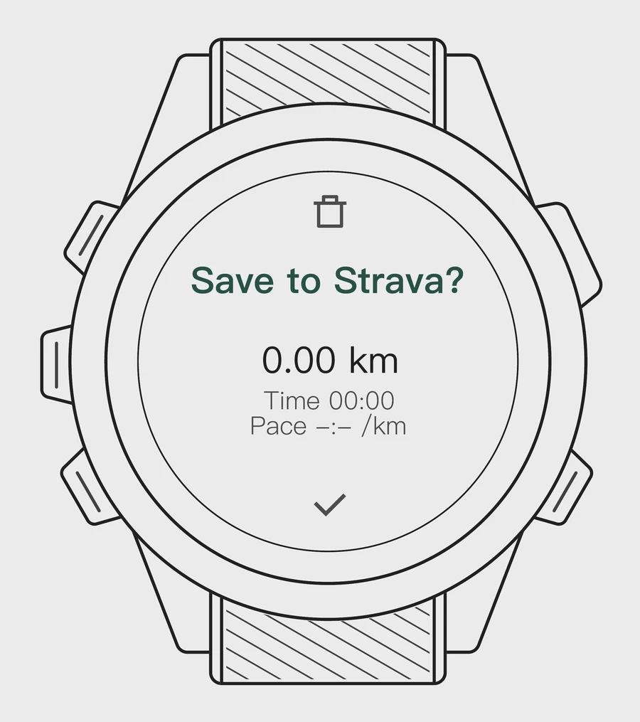 Watch screen asking Save to Strava?