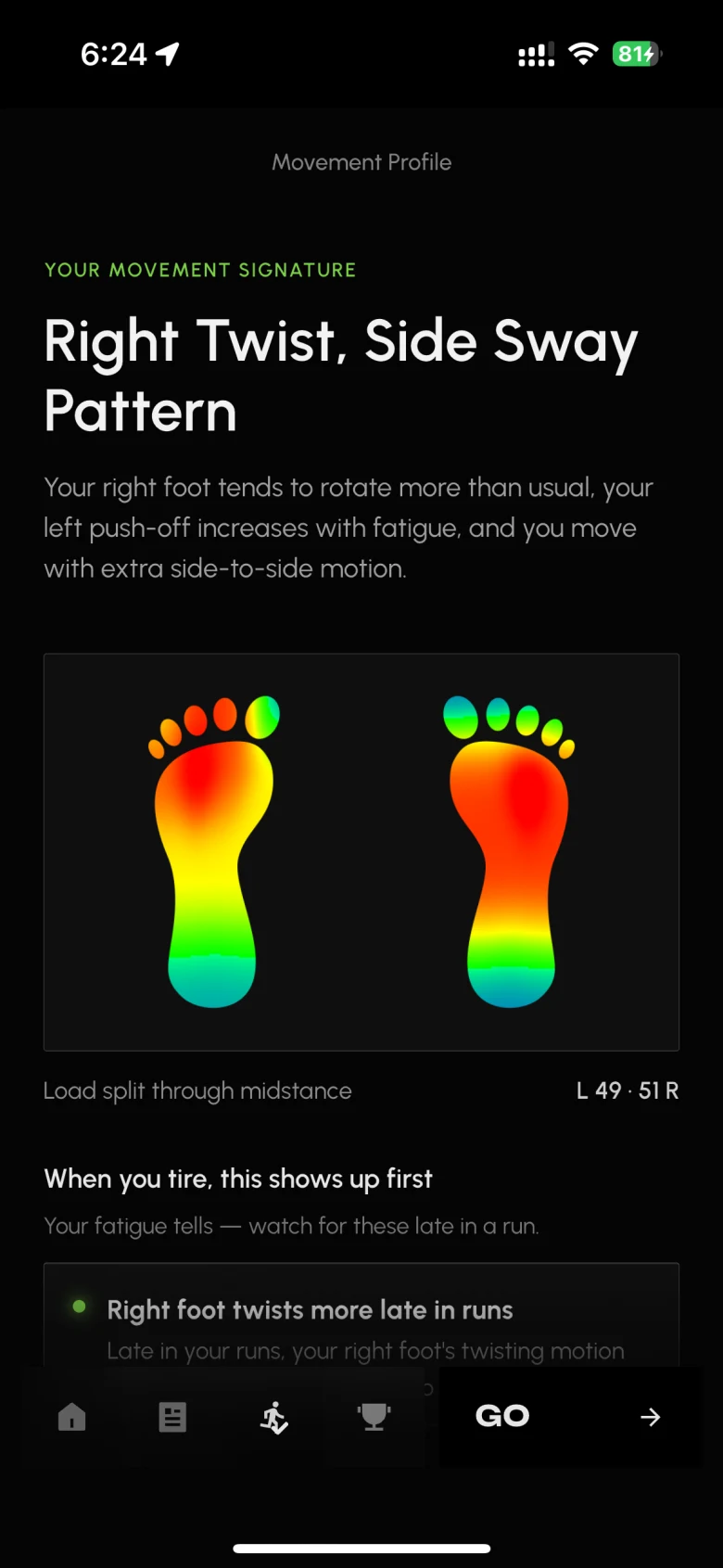 STRIV app: a movement profile summarising this runner’s movement signature