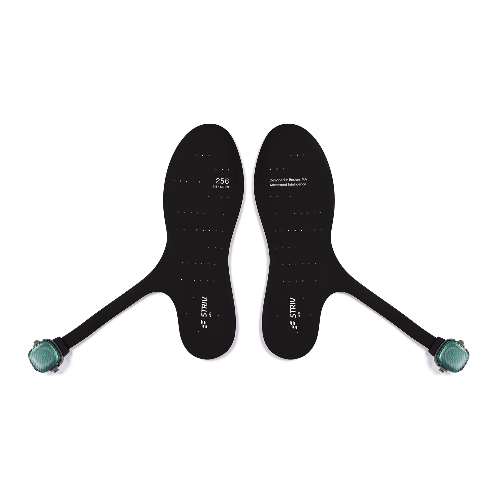 A pair of STRIV sensing insoles with two pods